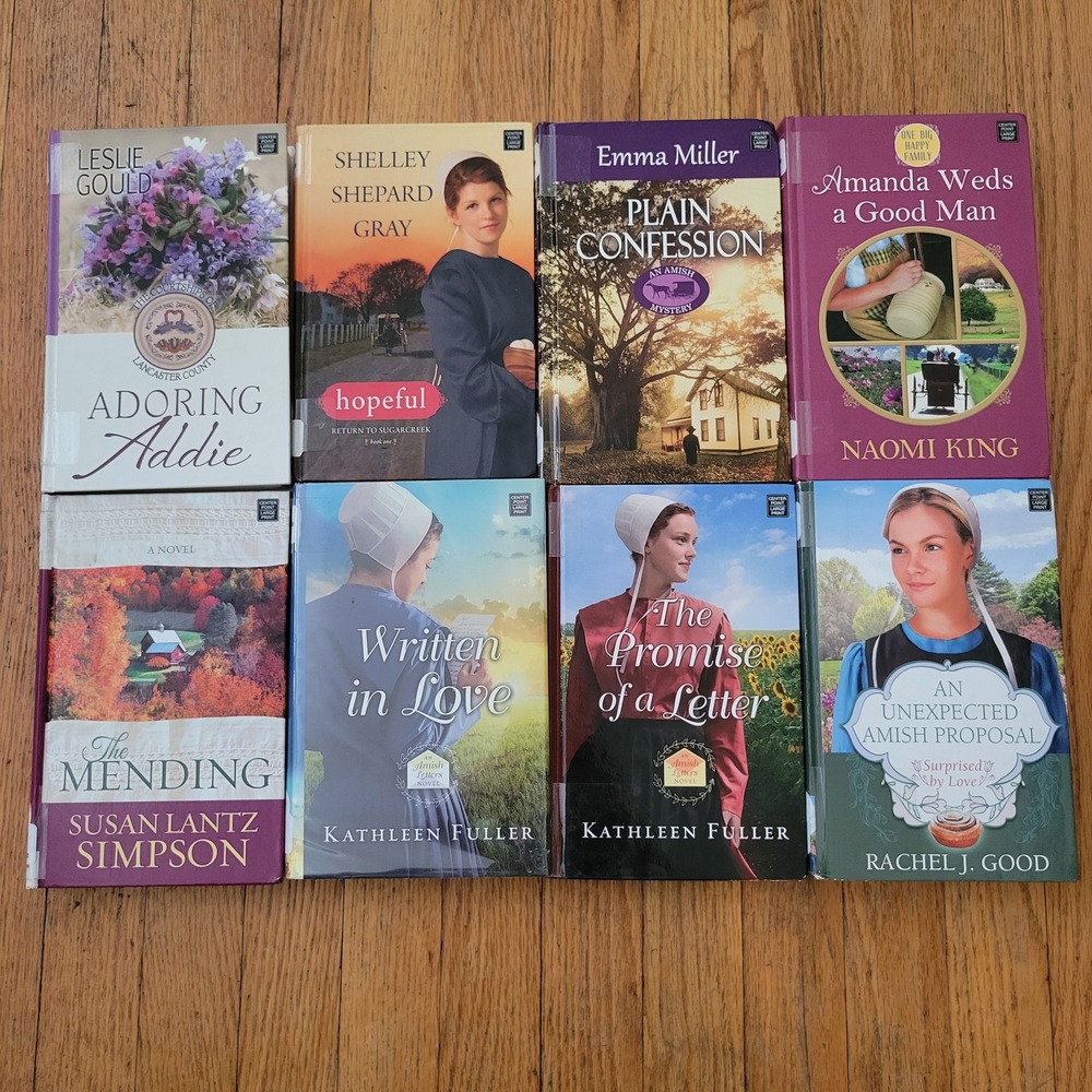 8 Amish Romance Mystery Books Large Print Hardcover Christian Center Point Gift